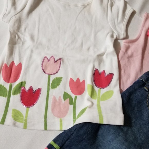 Gymboree Outlet size 3 NWT 2 shirts 1 shorts. White shirt Faint spot untreated. - Picture 3 of 8